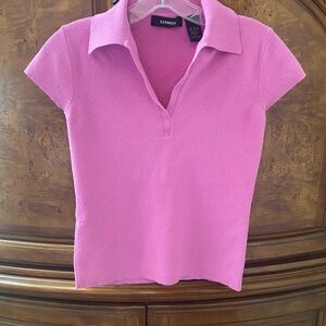 Express Women's Pink Polo Top